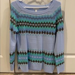 Fair Isle Tunic Sweater with Sequins, XS